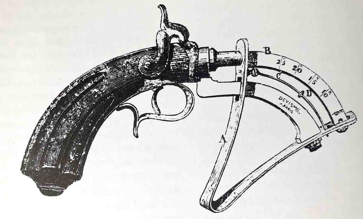 Illustration of a “V-spring” eprouvette from the newspaper The Illustrated Loundon Times, July 1851.